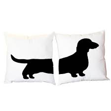 2 modern dachshund pillows wiener dog