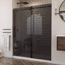 Smoke Gray Glass Sliding Shower Door
