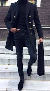 Men Black Trench Coat Wool Stylish Formal Fashion Slim Fit Winter Dinner Coat