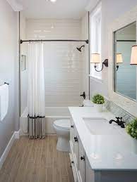 75 light wood floor bathroom with white