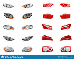 Auto Lights Realistic Collection Stock Vector Illustration