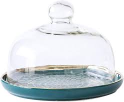 Dome Ceramic Cake Plate With Glass Lid