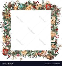 Watercolor Christmas Frame Square Shape Template Vector Image On Vectorstock