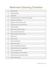 bedroom cleaning checklist template