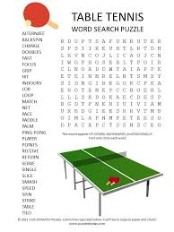table tennis word search puzzle
