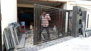 iron manual sliding gate for home at