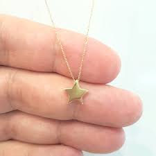 14k real solid gold star necklace for women