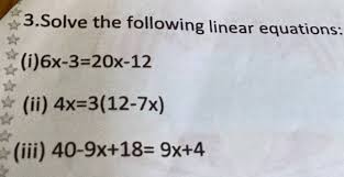 3 Solve The Following Linear Equations