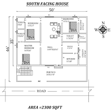 50 X46 3bhk South Facing House Plan As