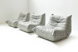fauteuils togo vine en cuir gris