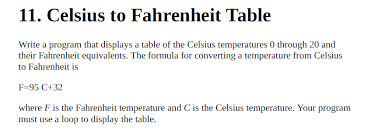 Solved 11 Celsius To Fahrenheit Table
