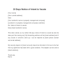 Move Out Letter To Landlord Sample Thirty Day Notice Vacate