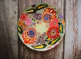 Stained Glass Flowers Plate Decorative