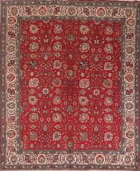 red fl wool tabriz persian area rug