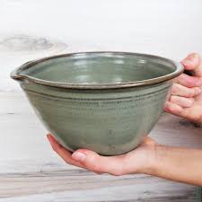 Handled Mixing Bowl Slate Glaze With