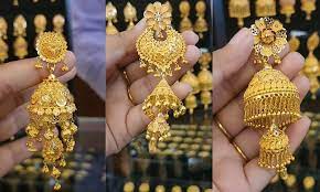 gold jhumka new design for bride