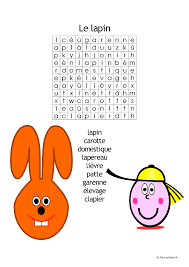 Mots cachés de Pâques : le lapin | Une grille de mots cachés mots mêlés  mots mélangés pour jouer au jeu des mots cachés à Pâques | paques paque  pacques