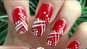This article is all about red nail designs that will make your hands look amazing! Easy Red Gold And White Abstract Design Nail Art Tutorial Homemade Tools Youtube