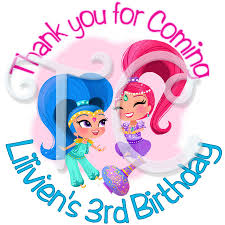 24 Shimmer And Shine Personalized Birthday Stickers Custom