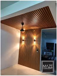 roof edge wood ceiling panel maze concept