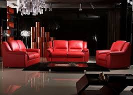rectangular red italian leather couch