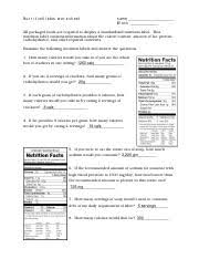 nutrition label worksheet doc
