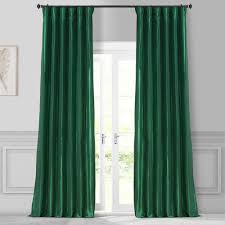 Colordrift lodge elements forest stripe double layer valance cabin decor 50 x 18. Exclusive Fabrics Furnishings Emerald Green Faux Silk Rod Pocket Room Darkening Curtain 50 In W X 84 In L Ptch Jtsp208 84 The Home Depot