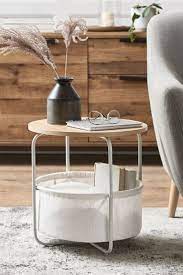 White Fabric Storage Side Table
