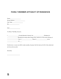 family member proof of residency letter