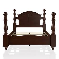 Four Poster Queen Bed In Brown