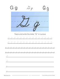 how to write cursive g worksheet and
