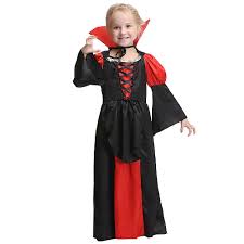 Girls Vampire Costume Kids Halloween Dracula Fancy Dress