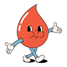 Grappige happy cartoon druppel bloed Donor's dag bloedtransfusie Positieve en goede vibes | Premium Vector