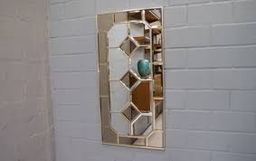 stained glass framed wall mirror 1970s