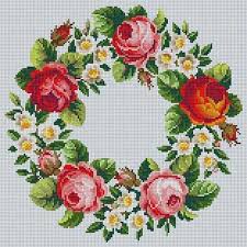 Weitere ideen zu kreuzstich, kranz, wandbilder. Spring Wreath Cross Stitch Flowers Floral Cross Stitch Cross Stitch Rose