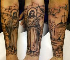 The jesus tattoo can be expressed in many forms like this. Jesus Arms Tattoo