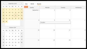 Html5 Javascript Calendar With Day Week Month Views Php