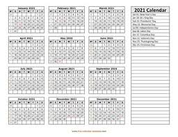 Practical, customizable and versatile 2021 weekly calendar sheets for the united states with us federal holidays. Printable Yearly Calendar 2021 Free Calendar Template Com