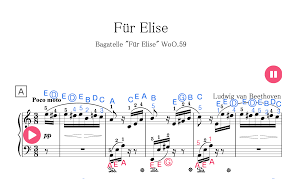 Easy to read & play! Fur Elise Sheet Music For Piano Original Letters Finger Numbers Starryway