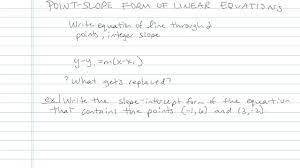 Point Slope Form Of Linear Equations