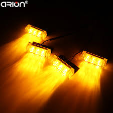 Car Truck Led Bright Flashing Blink Grill Lamp Strobe Lights Amber Yellow Free Shipping 4 3 Led