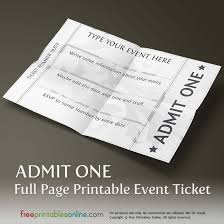 Printable Full Page Ticket Template Free Printables Online