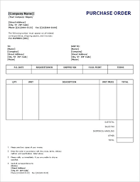 Purchase Order Template Free Printable Word Excel Letter Sample