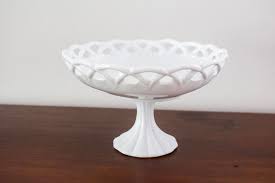 Large Milk Glass Colony Lace Compote