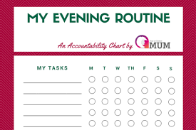 Evening Routine Chart Stay At Home Mum