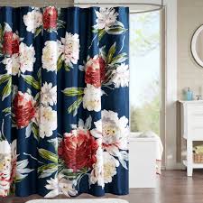 Love This Navy Blue Floral Shower Curtain For Our Guest