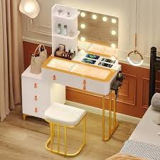 vanity makeup desk set with drawers