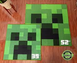 minecraft green creeper square area rug