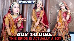 by doing the bridal makeup the boy