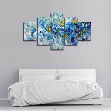 Blue Yellow And White Flowers Abstract